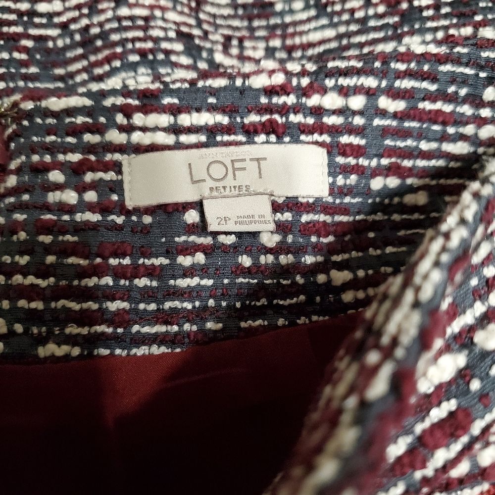 Ann Taylor Loft Petites Gray, Red, & Cream Skirt - Picture 5 of 5